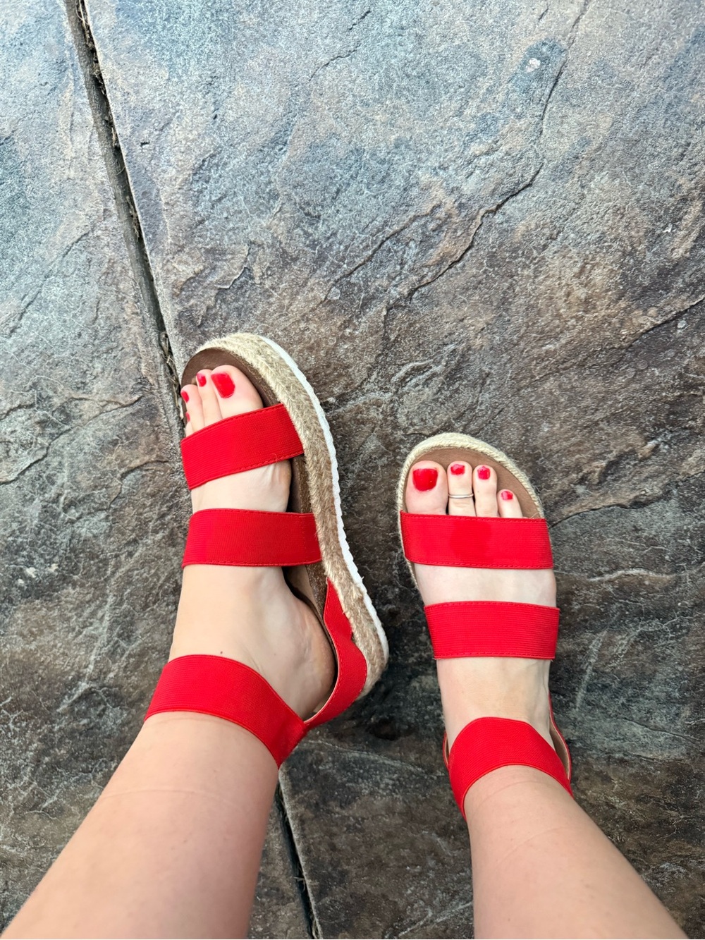 Red Strappy Espadrille Sandals for Women